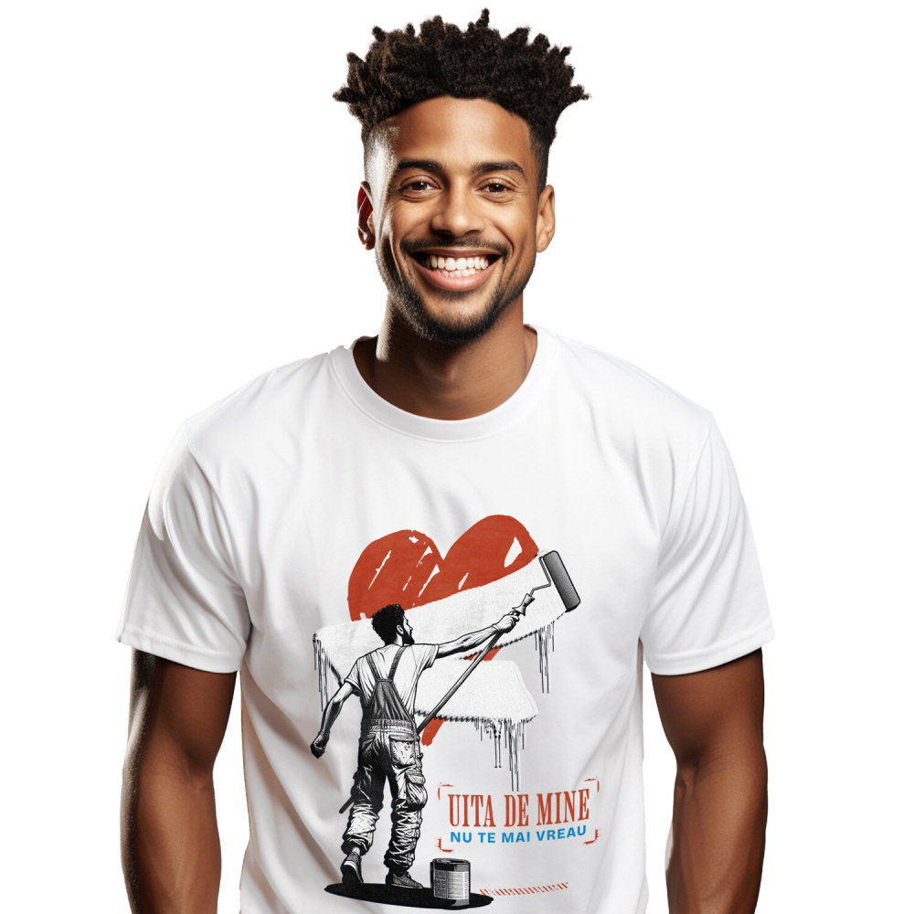 Tricou Femei, Barbati, Copii, Fata, Baiat, Unisex Personalizat Inimă Ștearsă cu Mesaj „Uita de Mine, Nu Te Mai Vreau” – Cadou Personalizat de Valentine's Day [1]