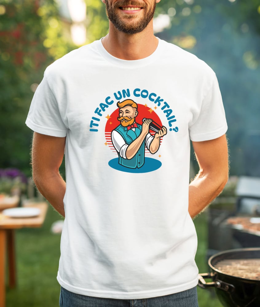 Tricou Femei, Barbati, Copii, Fata, Baiat, Unisex Personalizat „Barman cu Vesta și Mustață Personalizat - Cadou Perfect pentru Iubitorii de Cocktailuri” [2]