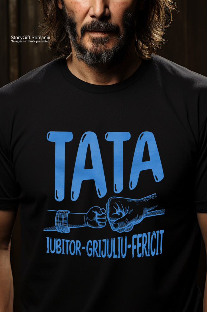 Tricou Femei, Barbati, Copii, Fata, Baiat, Unisex Personalizat Cadou Personalizat „Bătăie De Pumn” pentru Tata Iubitor și Grijuliu | Mesaje Emoționante pentru Familie [2]