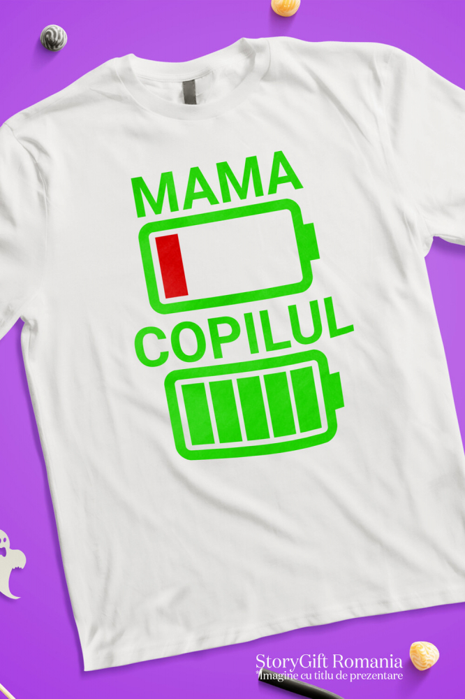 Tricou Femei, Barbati, Copii, Fata, Baiat, Unisex Personalizat Baterii Încărcare pentru Mama și Copil | Cadou Personalizat de Energie pentru Familie [3]