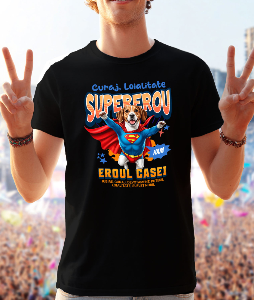 Tricou Femei, Barbati, Copii, Fata, Baiat, Unisex Personalizat Beagle în Costum de Superman – Produse Personalizate pentru Familie și Copii [2]