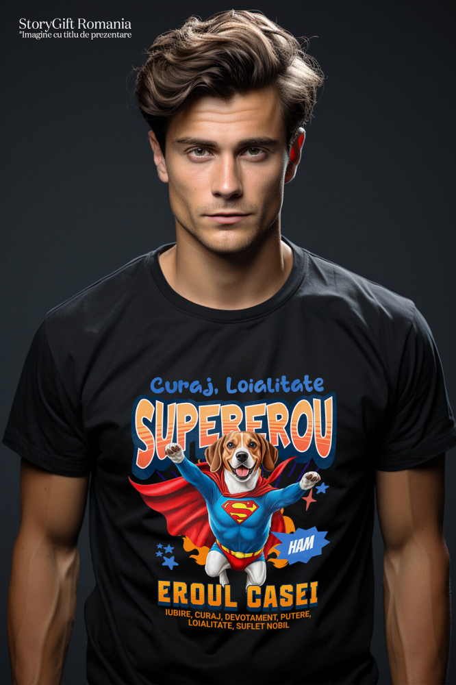 Tricou Femei, Barbati, Copii, Fata, Baiat, Unisex Personalizat Beagle în Costum de Superman – Produse Personalizate pentru Familie și Copii [2]