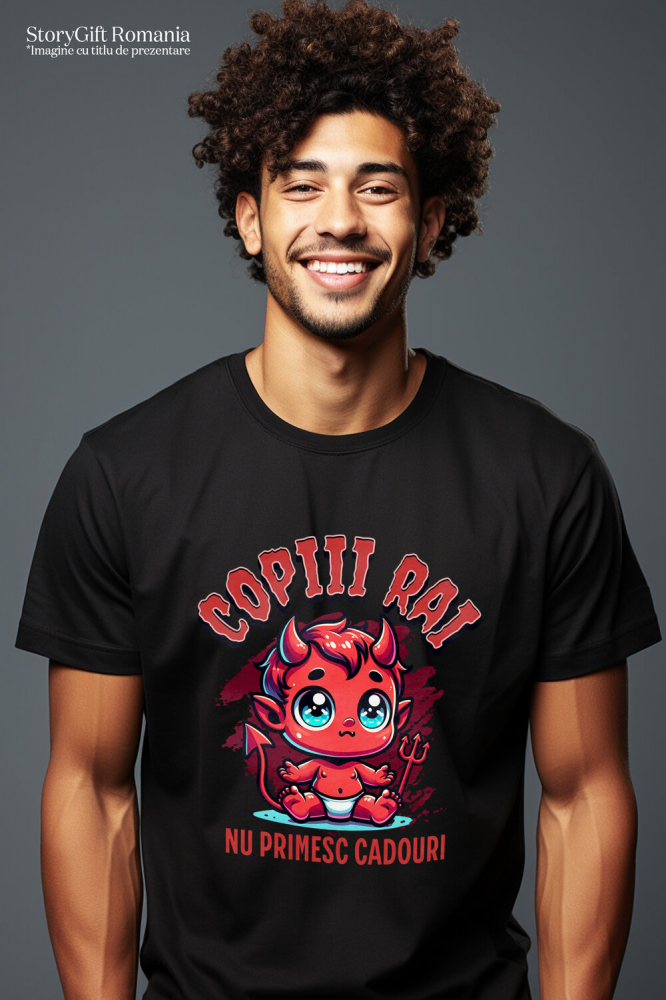 Tricou Femei, Barbati, Copii, Fata, Baiat, Unisex Personalizat Costum Bebe Diavol cu Furcă și Coarne pentru Halloween | Copii Răi Nu Primesc Cadouri [2]