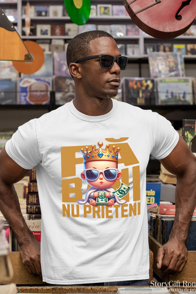 Tricou Femei, Barbati, Copii, Fata, Baiat, Unisex Personalizat Bebeluș cu Teanc Bancnote și Coroană – „Fa Bani” – Cadou Personalizat pentru Familie, Tati, Copii, Prieteni [2]