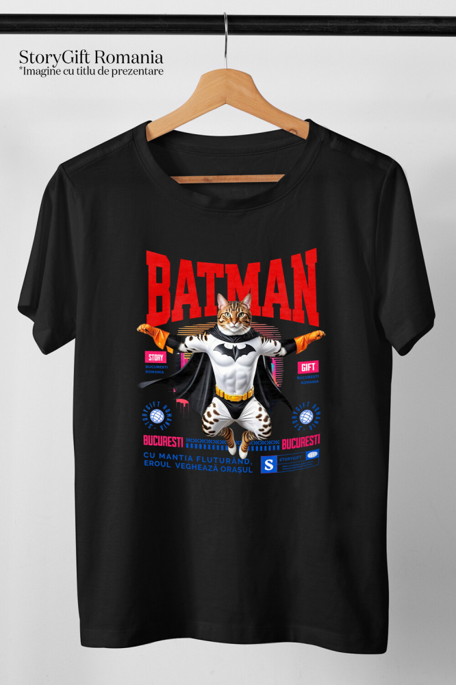 Tricou Femei, Barbati, Copii, Fata, Baiat, Unisex Personalizat Pisica Bengal în Costum de Batman – Un Supererou Drăgălaș pentru Copii și Iubitorii de Animale [3]