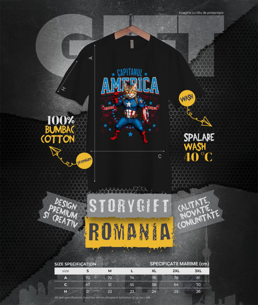 Tricou Femei, Barbati, Copii, Fata, Baiat, Unisex Personalizat Pisica Bengal în Costum de Captain America cu Pelerină - Cadou Personalizat pentru Copii și Iubitorii de Pisici [4]