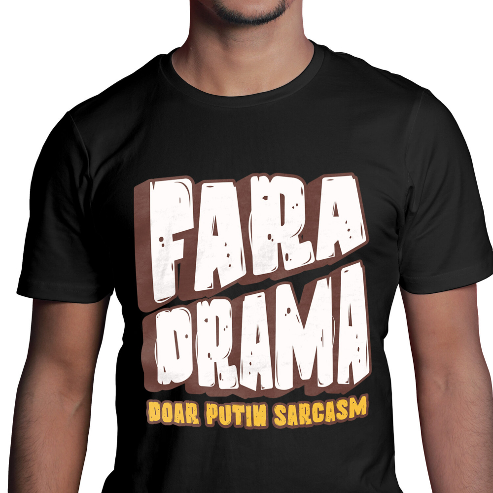 Tricou Femei, Barbati, Copii, Fata, Baiat, Unisex Personalizat Mesaj Haios „Fără Dramă, Dar Puțin Sarcasm” - Cadou Personalizat Vintage [1]