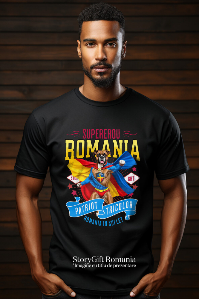 Tricou Femei, Barbati, Copii, Fata, Baiat, Unisex Personalizat Boxer în Costum de Căpitan România – Cadou Personalizat pentru Iubitorii de Câini [2]