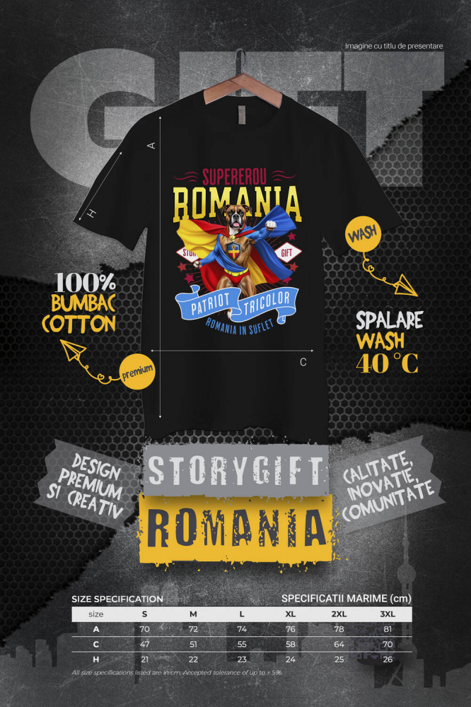 Tricou Femei, Barbati, Copii, Fata, Baiat, Unisex Personalizat Boxer în Costum de Căpitan România – Cadou Personalizat pentru Iubitorii de Câini [4]