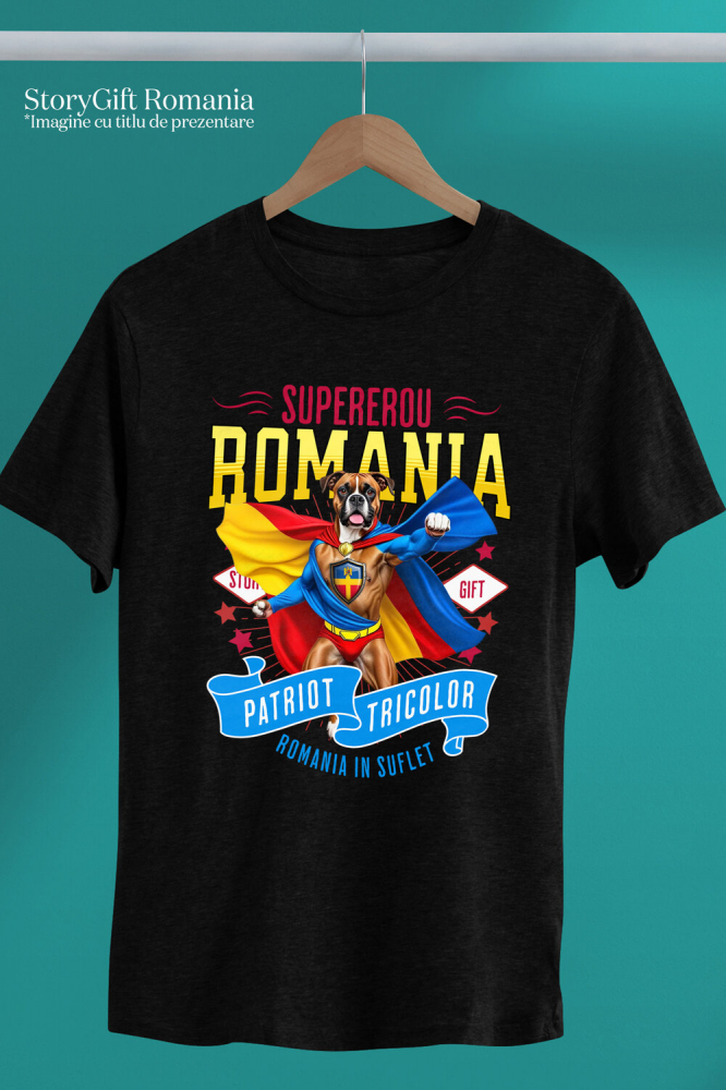 Tricou Femei, Barbati, Copii, Fata, Baiat, Unisex Personalizat Boxer în Costum de Căpitan România – Cadou Personalizat pentru Iubitorii de Câini [3]