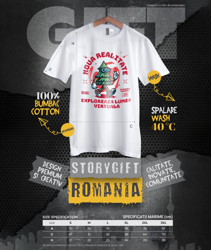Tricou Femei, Barbati, Copii, Fata, Baiat, Unisex Personalizat Brad Verde cu Ochelari VR „Noua Realitate” - Cadou Personalizat pentru Iubitorii de Gaming și Tehnologie VR [4]