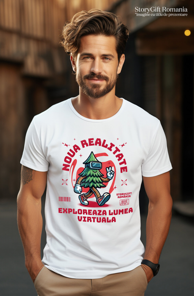Tricou Femei, Barbati, Copii, Fata, Baiat, Unisex Personalizat Brad Verde cu Ochelari VR „Noua Realitate” - Cadou Personalizat pentru Iubitorii de Gaming și Tehnologie VR [2]