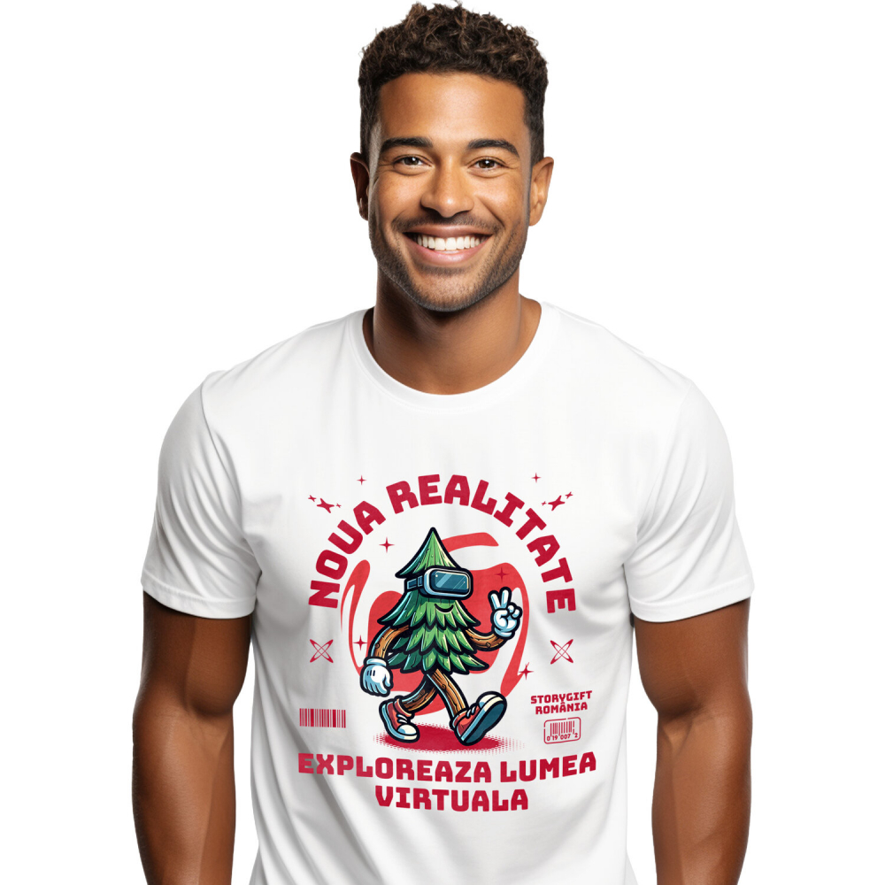 Tricou Femei, Barbati, Copii, Fata, Baiat, Unisex Personalizat Brad Verde cu Ochelari VR „Noua Realitate” - Cadou Personalizat pentru Iubitorii de Gaming și Tehnologie VR [1]
