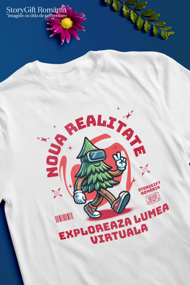 Tricou Femei, Barbati, Copii, Fata, Baiat, Unisex Personalizat Brad Verde cu Ochelari VR „Noua Realitate” - Cadou Personalizat pentru Iubitorii de Gaming și Tehnologie VR [3]