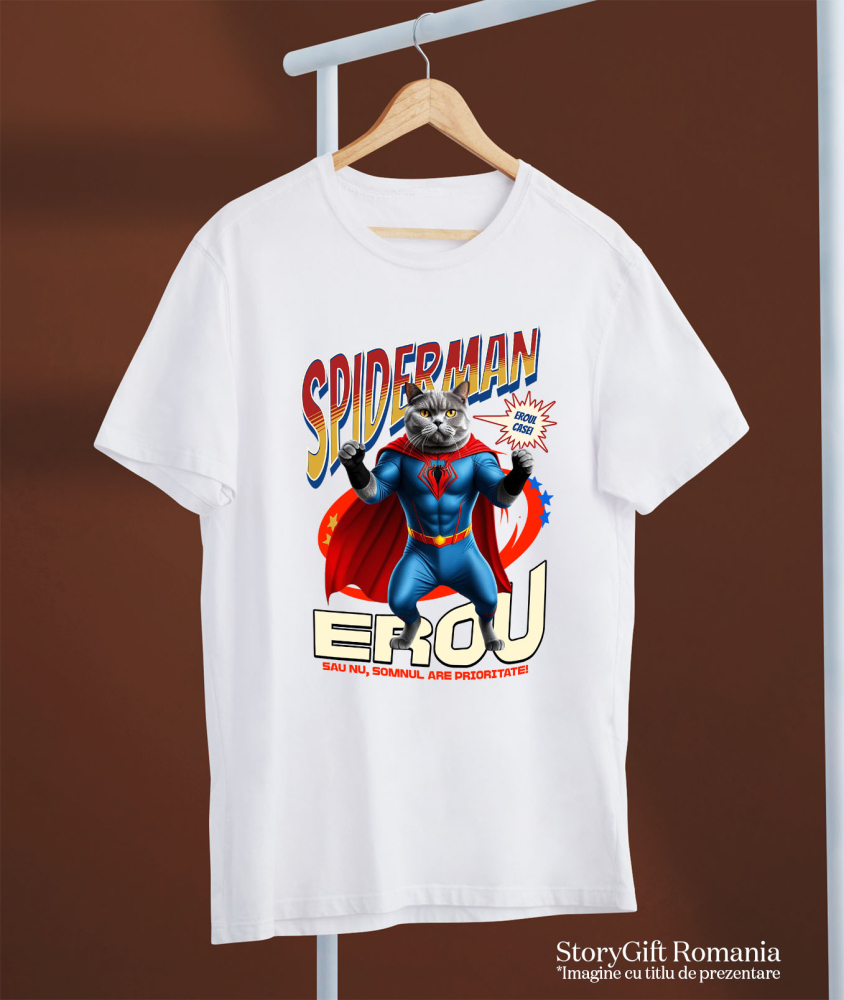 Tricou Femei, Barbati, Copii, Fata, Baiat, Unisex Personalizat British Shorthair în Costum Spider-Man - Cadou Personalizat pentru Copii și Familie [3]
