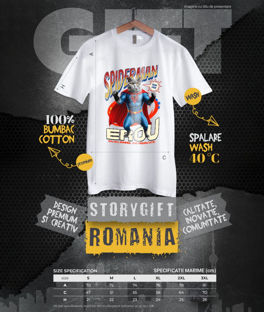 Tricou Femei, Barbati, Copii, Fata, Baiat, Unisex Personalizat British Shorthair în Costum Spider-Man - Cadou Personalizat pentru Copii și Familie [4]
