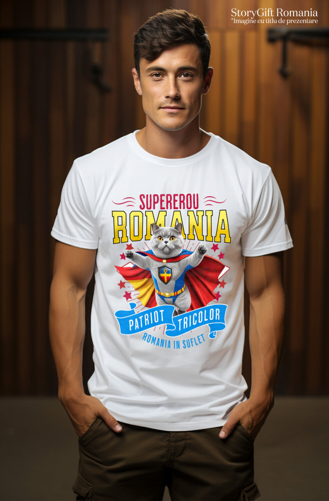 Tricou Femei, Barbati, Copii, Fata, Baiat, Unisex Personalizat British Shorthair Pisică În Costum de Căpitan România - Cadouri Personalizate pentru Familie și Prieteni [2]