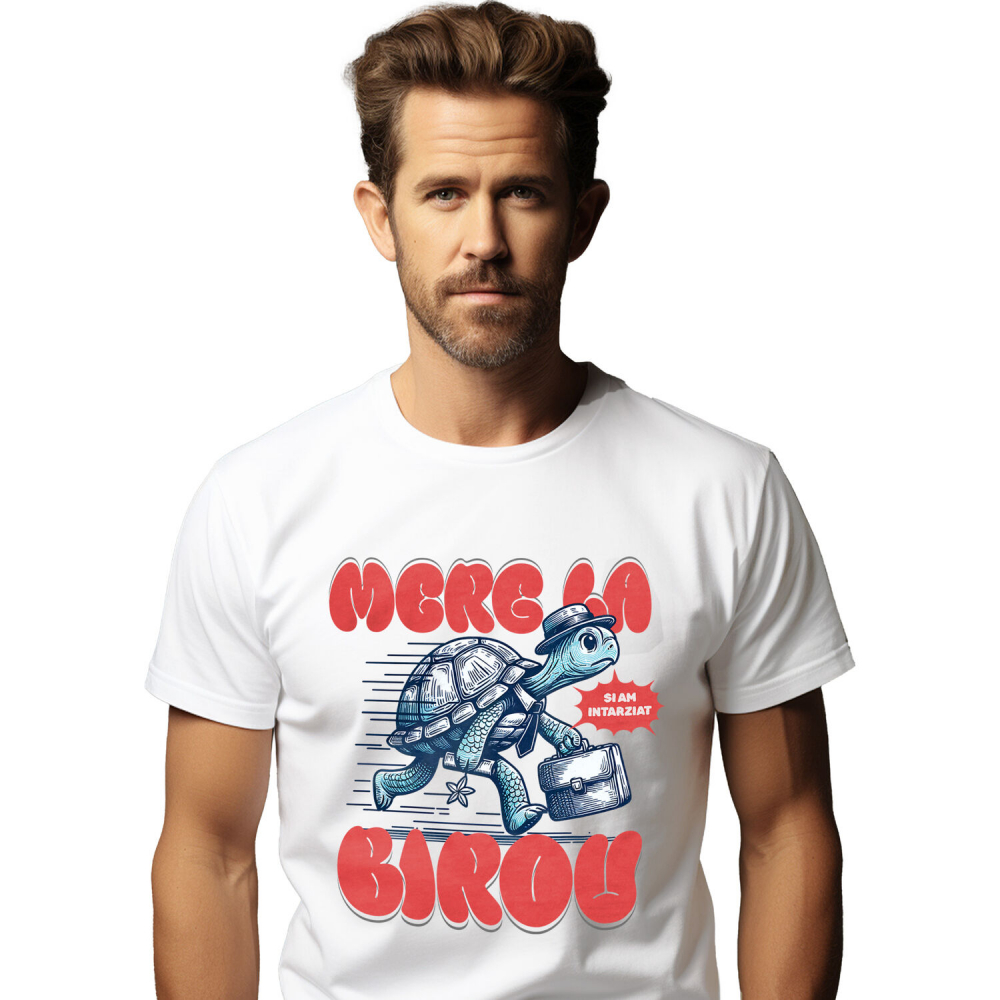 Tricou Femei, Barbati, Copii, Fata, Baiat, Unisex Personalizat Broască Țestoasă Grăbită – Servietă, Pălărie, Cravată, Muncă și Umor [1]