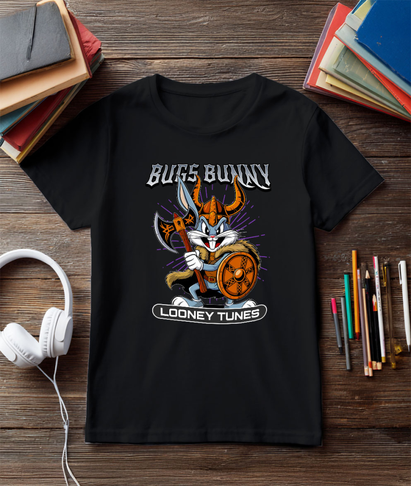 Tricou Barbati cu Bugs Bunny Looney Tunes – Distractie Fara Sfarsit 100% Bumbac, Negru, XL [3]