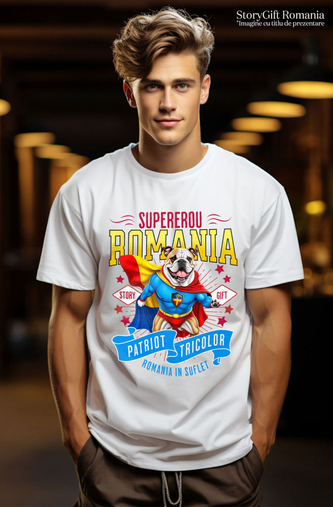 Tricou Femei, Barbati, Copii, Fata, Baiat, Unisex Personalizat Bulldog în Costum de Căpitan România – Cadou Personalizat pentru Iubitorii de Câini [2]