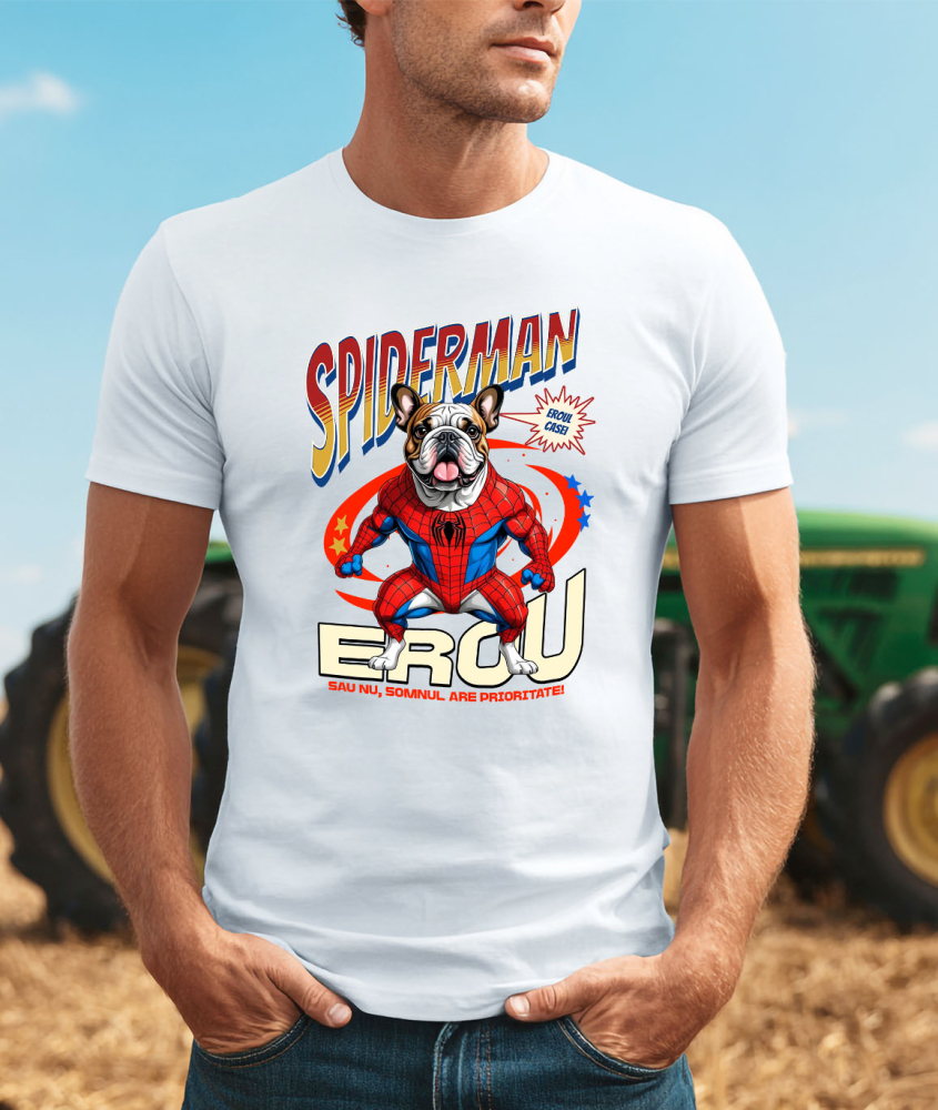 Tricou Femei, Barbati, Copii, Fata, Baiat, Unisex Personalizat Bulldog în Costum Spider-Man - Cadou Personalizat pentru Copii și Familie [2]