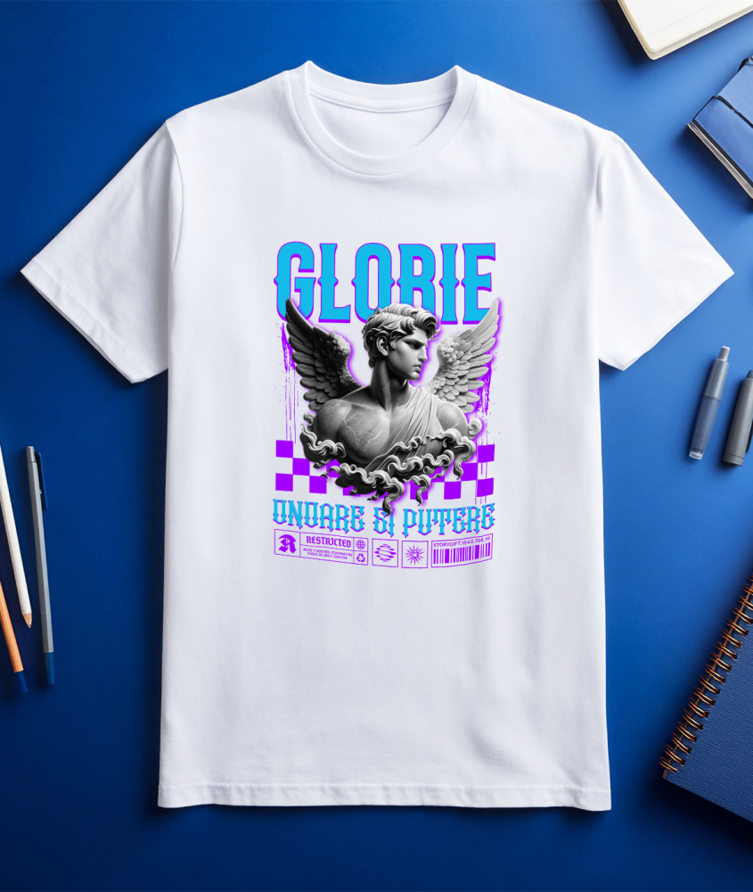 Tricou Femei, Barbati, Copii, Fata, Baiat, Unisex Personalizat Bust Statuie Bărbat Cu Aripi - Cadou Personalizat Glorie, Onoare și Putere pentru Familie și Prieteni [3]