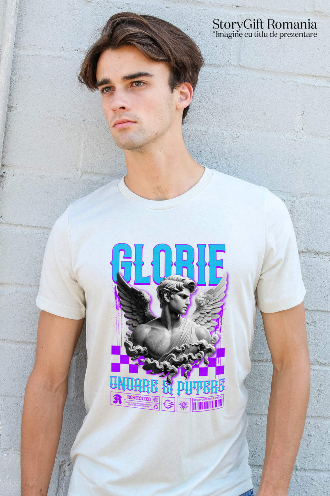 Tricou Femei, Barbati, Copii, Fata, Baiat, Unisex Personalizat Bust Statuie Bărbat Cu Aripi - Cadou Personalizat Glorie, Onoare și Putere pentru Familie și Prieteni [2]