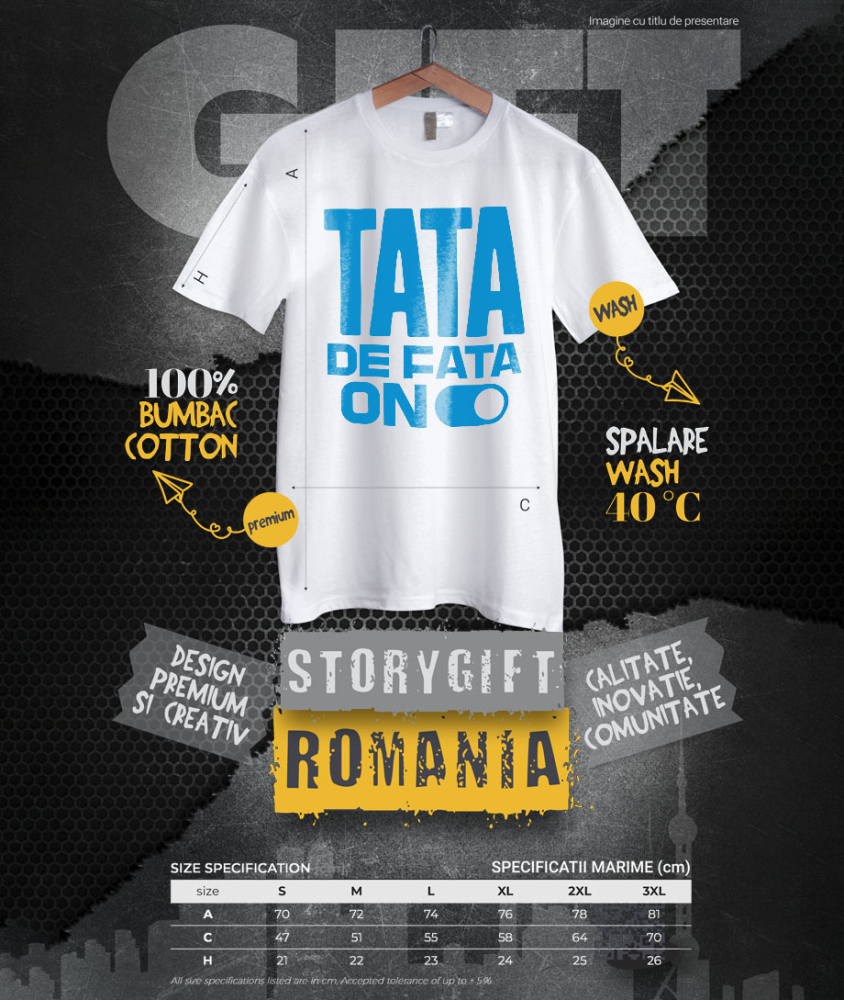 Tricou Femei, Barbati, Copii, Fata, Baiat, Unisex Personalizat Cadouri Personalizate Tata și Fiica | Buton ON/OFF Iubire, Mesaje de Iubire și Familie [4]