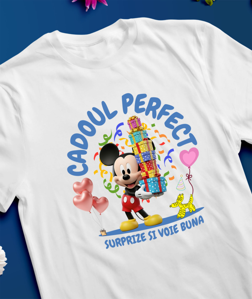 Tricou Barbati cu Cadou Mickey Mouse - Inimioara Plina de Magie 100% Bumbac, Alb, M [3]
