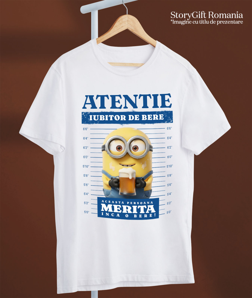 Tricou Barbati cu Cadou Minions si Bere – Zâmbete și Aventuri în Pachet 100% Bumbac, Alb, L [3]
