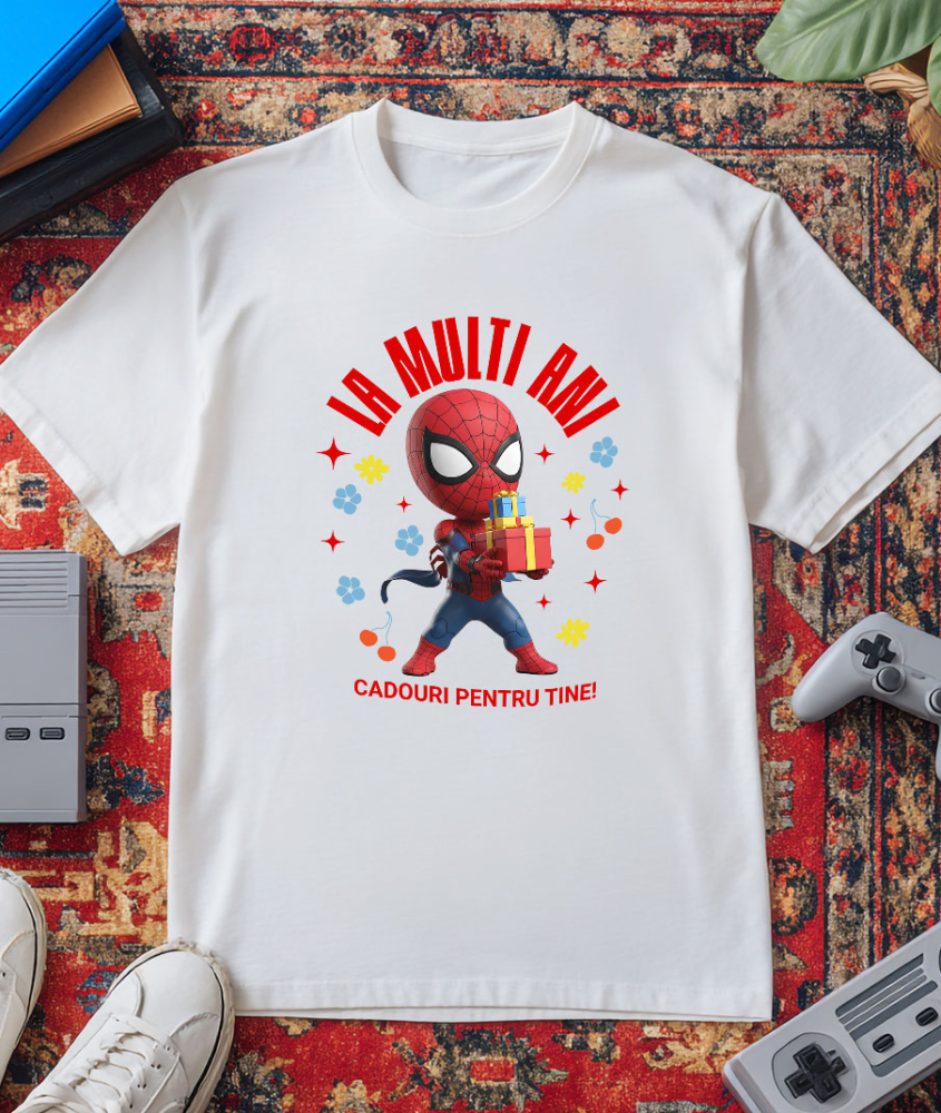 Tricou Barbati cu Cadouri Spiderman pentru Ocazii Speciale 100% Bumbac, Alb, M [3]