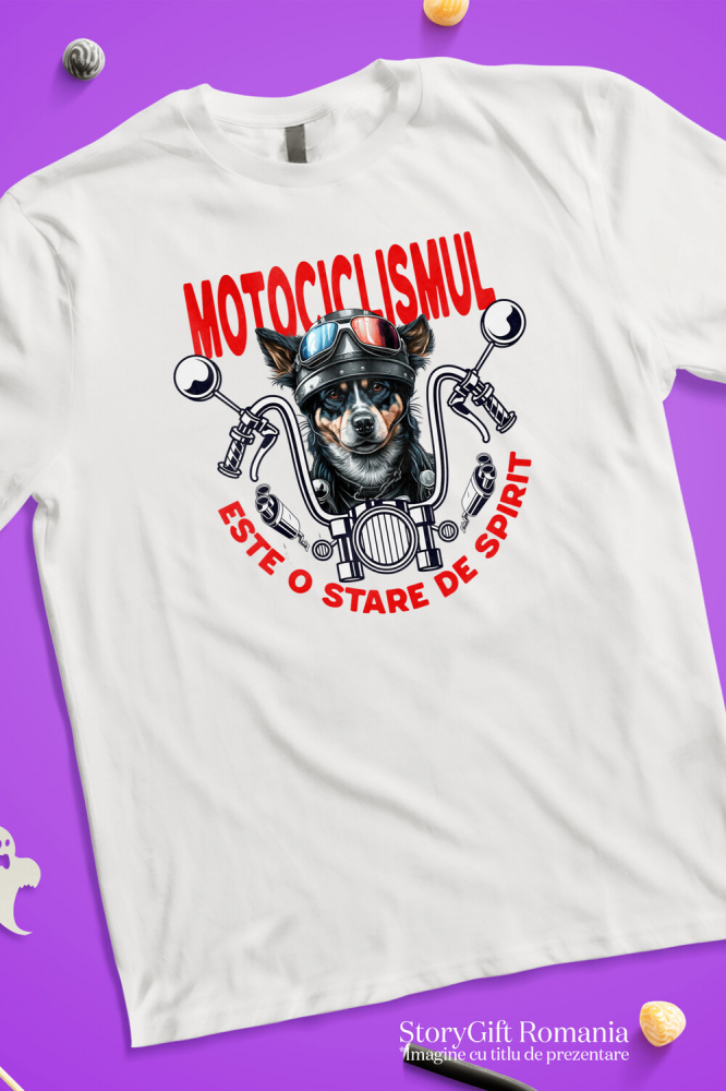 Tricou Femei, Barbati, Copii, Fata, Baiat, Unisex Personalizat Tricouri Personalizate Moto - Câine Cu Cască & Aventură Pe Două Roți [3]