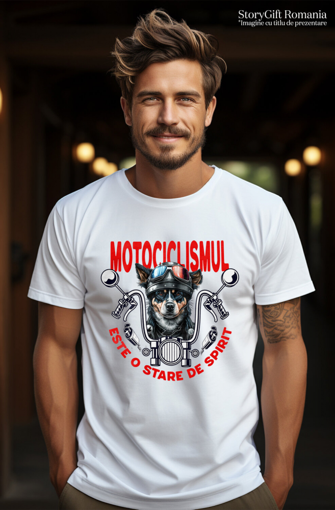 Tricou Femei, Barbati, Copii, Fata, Baiat, Unisex Personalizat Tricouri Personalizate Moto - Câine Cu Cască & Aventură Pe Două Roți [2]