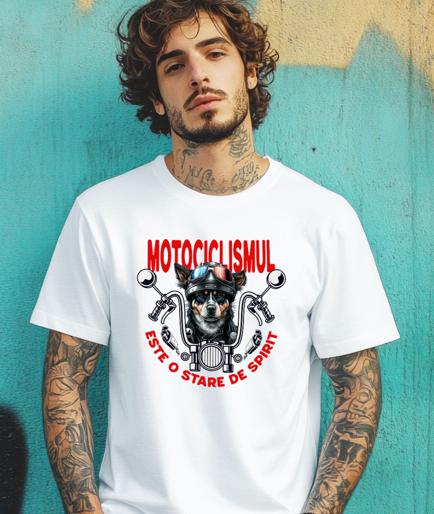 Tricou Femei, Barbati, Copii, Fata, Baiat, Unisex Personalizat Tricouri Personalizate Moto - Câine Cu Cască & Aventură Pe Două Roți [2]