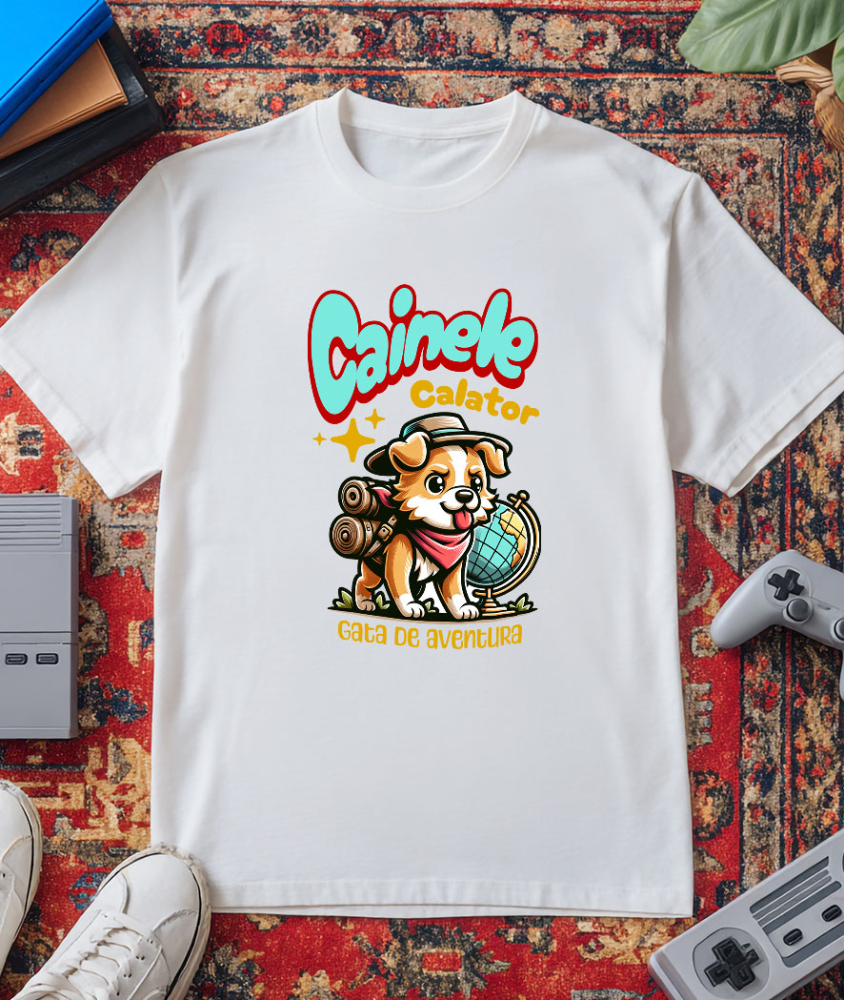 Tricou Femei, Barbati, Copii, Fata, Baiat, Unisex Personalizat Câine Călător – Tricou Personalizat Aventurier | Cadou Iubitori de Câini [3]