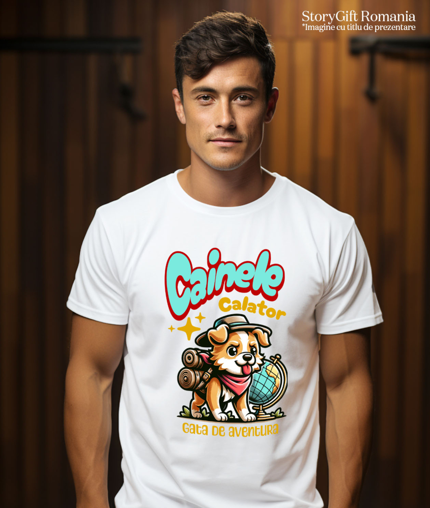 Tricou Femei, Barbati, Copii, Fata, Baiat, Unisex Personalizat Câine Călător – Tricou Personalizat Aventurier | Cadou Iubitori de Câini [2]