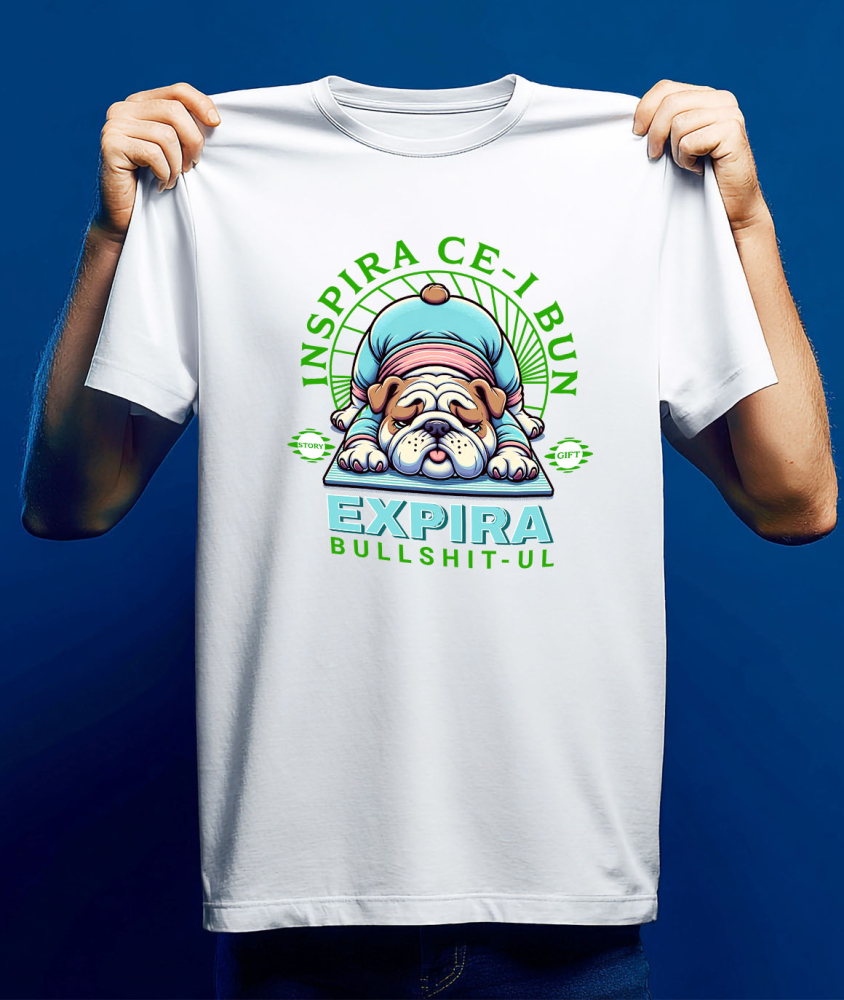 Tricou Femei, Barbati, Copii, Fata, Baiat, Unisex Personalizat Câine Gras Haios în Poziție de Yoga – Relaxare și Sport pentru Familie și Copii [3]