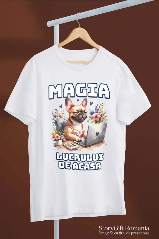 Tricou Femei, Barbati, Copii, Fata, Baiat, Unisex Personalizat Câine la Birou – Magia Lucrului de Acasă | Tricou Personalizat [3]