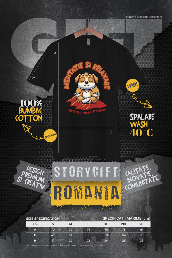 Tricou Femei, Barbati, Copii, Fata, Baiat, Unisex Personalizat Câine Relaxat în Yoga – Meditație și Relaxare | Tricou Personalizat [4]