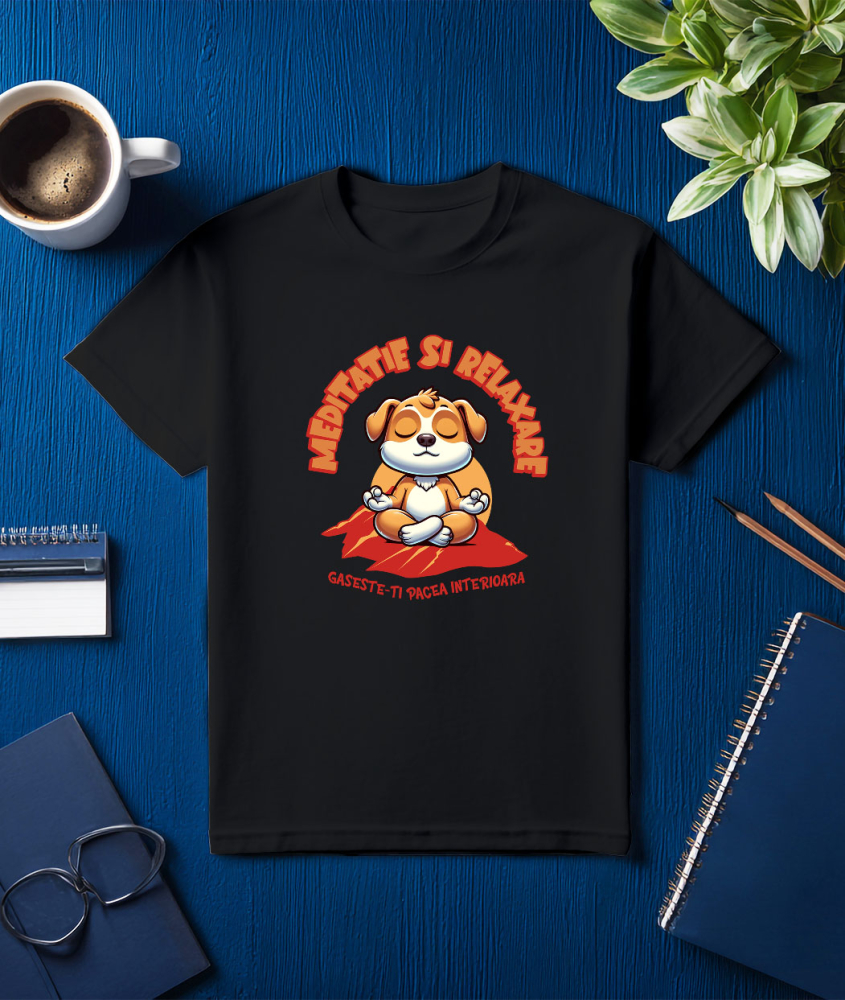 Tricou Femei, Barbati, Copii, Fata, Baiat, Unisex Personalizat Câine Relaxat în Yoga – Meditație și Relaxare | Tricou Personalizat [3]