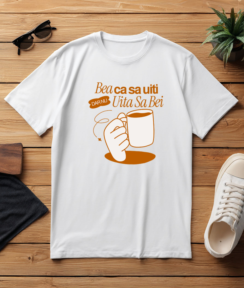 Tricou Femei, Barbati, Copii, Fata, Baiat, Unisex Personalizat „Cana cu Alcool Amuzantă - „Bea Ca Să Uiti Dar Nu Uita Să Bei” Cadou Personalizat pentru Distracție și Petreceri” [3]