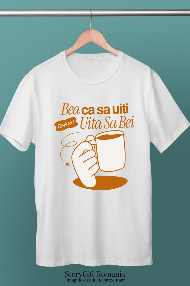 Tricou Femei, Barbati, Copii, Fata, Baiat, Unisex Personalizat „Cana cu Alcool Amuzantă - „Bea Ca Să Uiti Dar Nu Uita Să Bei” Cadou Personalizat pentru Distracție și Petreceri” [3]