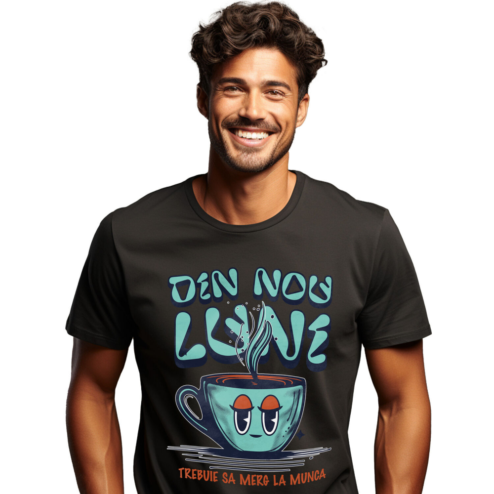 Tricou Femei, Barbati, Copii, Fata, Baiat, Unisex Personalizat „Cană de Cafea Fierbinte – Dimineața de Luni Nu A Mai Fost Niciodată Mai Ușoară!” [1]