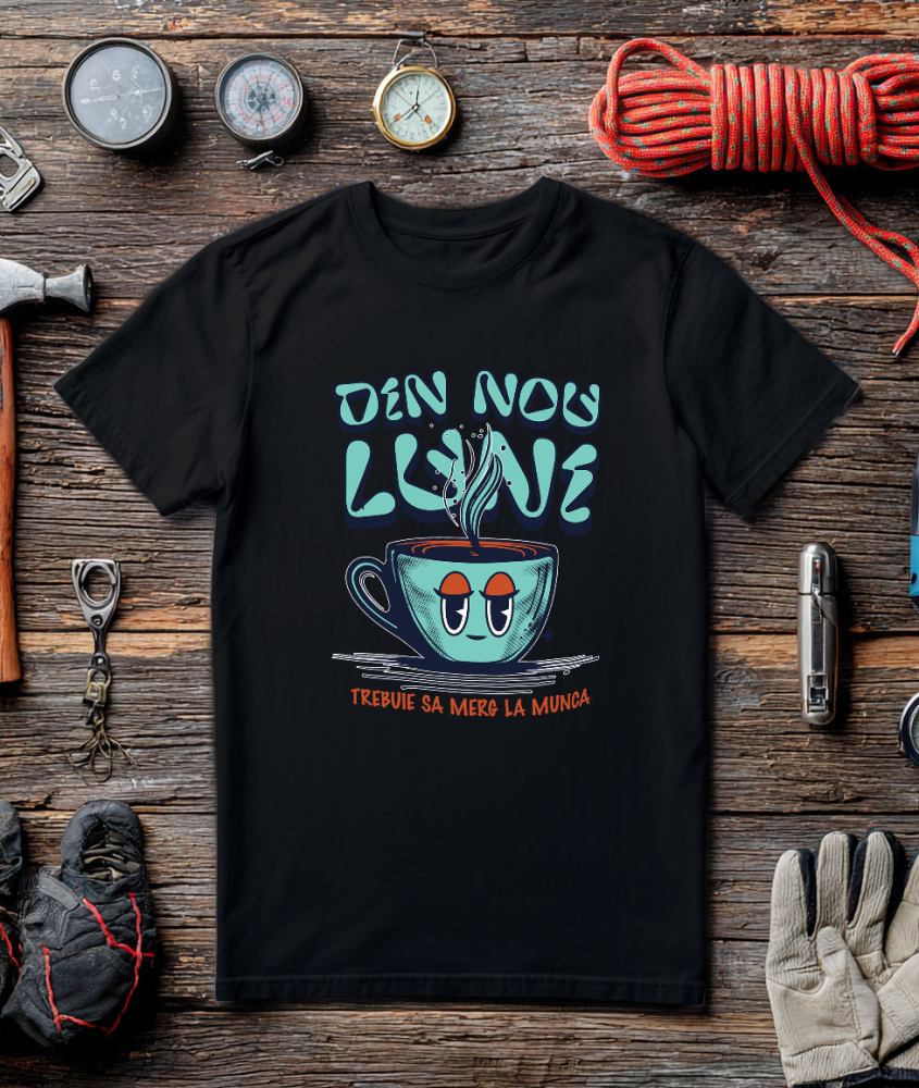 Tricou Femei, Barbati, Copii, Fata, Baiat, Unisex Personalizat „Cană de Cafea Fierbinte – Dimineața de Luni Nu A Mai Fost Niciodată Mai Ușoară!” [3]