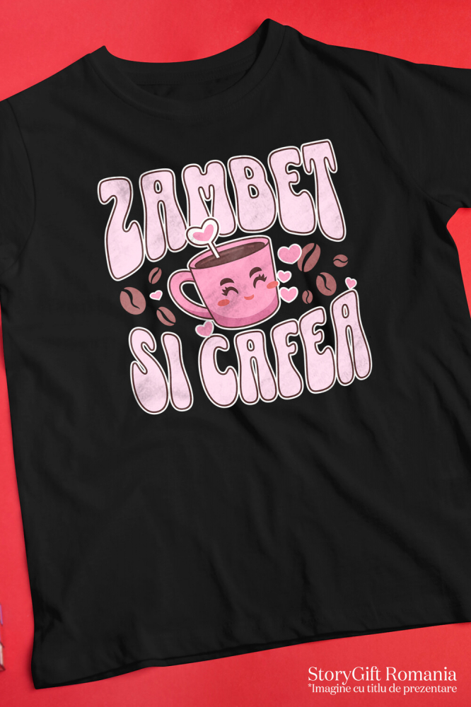 Tricou Femei, Barbati, Copii, Fata, Baiat, Unisex Personalizat „Cana de Cafea Zambitoare - Cadou Personalizat pentru Iubitorii de Cafea și Energie” [3]