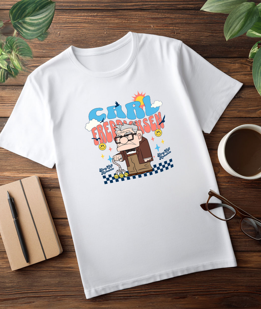 Tricou Barbati cu Carl Fredricksen – Ultimul Aventurier 100% Bumbac, Alb, XS [3]