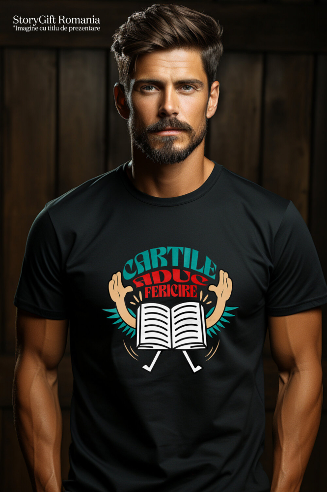 Tricou Femei, Barbati, Copii, Fata, Baiat, Unisex Personalizat Carte Deschisă cu Mâini Ridicate - Cărțile Aduc Fericire și Educație [2]