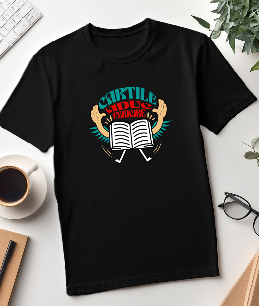 Tricou Femei, Barbati, Copii, Fata, Baiat, Unisex Personalizat Carte Deschisă cu Mâini Ridicate - Cărțile Aduc Fericire și Educație [3]