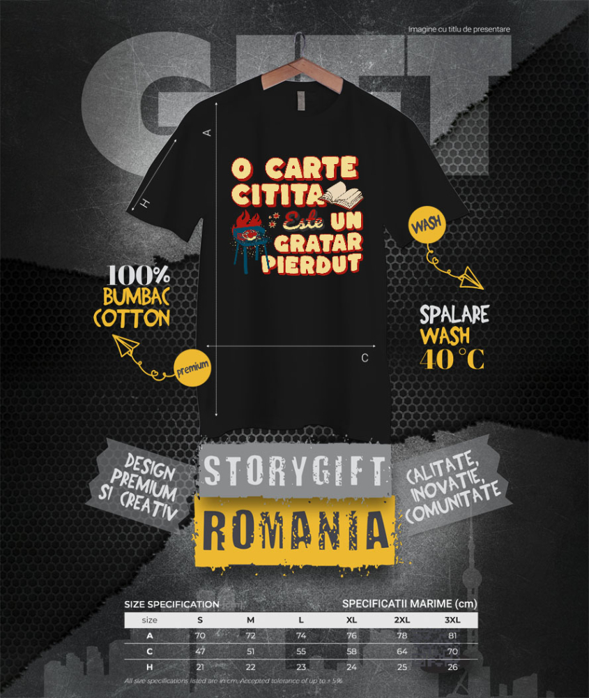 Tricou Femei, Barbati, Copii, Fata, Baiat, Unisex Personalizat „O carte citită este un grătar pierdut!” - Mesaj Amuzant pentru Iubitorii de Grătar și Cărți [4]