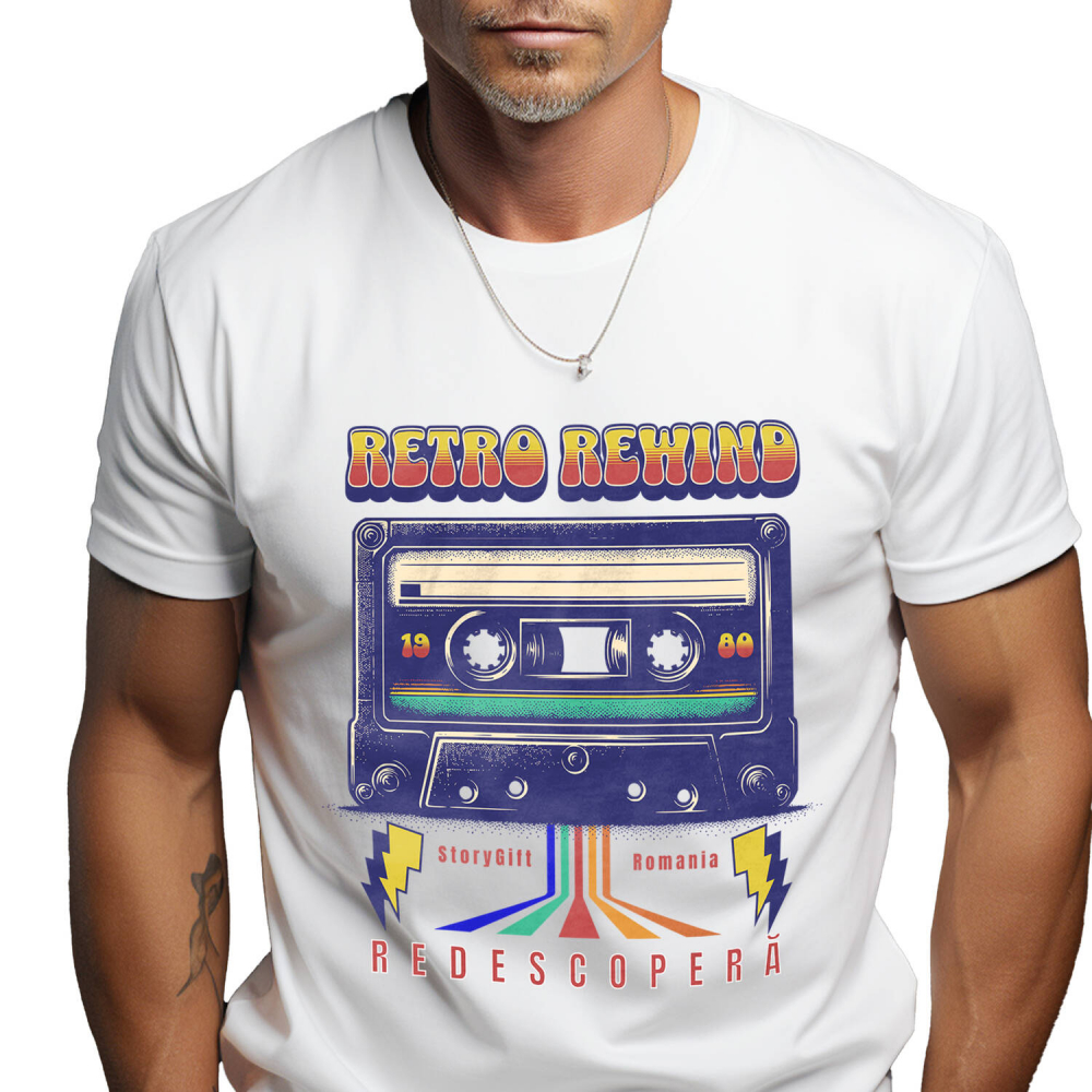 Tricou Femei, Barbati, Copii, Fata, Baiat, Unisex Personalizat Casetă Audio Colorată 1980 - Retro Rewind Disco Vintaj Cadou Personalizat [1]